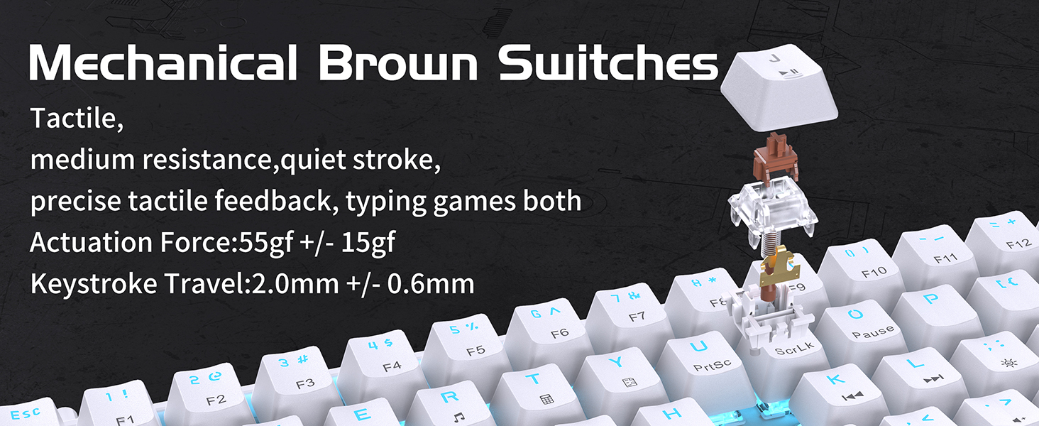  Mechanical Keyboard Tactile Brown Switch