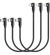 USB C to Lightning Cable 1ft MFi Certified 3 Pack Right Angle iPhone Charger 90 Degree Nylon Brai...