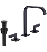 DIKUROOMS Matte Black Bathroom Faucet 3 Hole, Brass 8 Inch Widespread 2 Handle Vanity Sink Faucet...