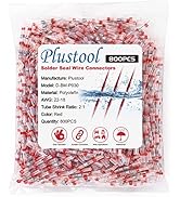800PCS Red Solder Seal Wire Connectors AWG22-18, Plustool Solder Seal Heat Shrink Butt Connectors...