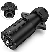 MICTUNING 7 Pin Trailer Plug 7 Way Round RV-Style Waterproof Nickel-Brass Blade Connector 7 Point...