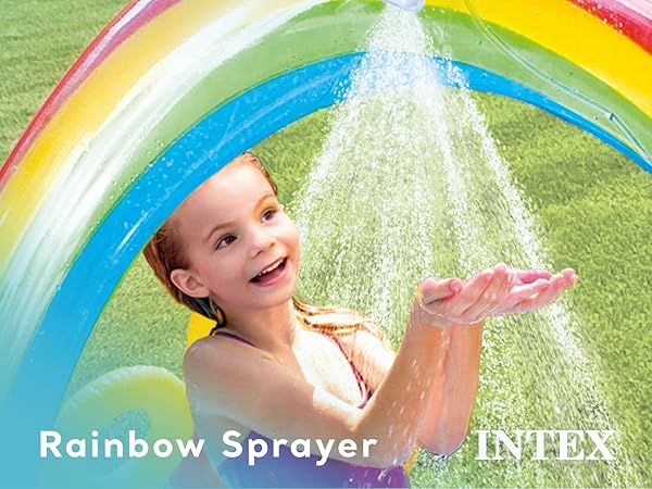 Intex 9.75 x 6.3 Foot Rainbow Slide Inflatable Pool and Water Slide Ring Center