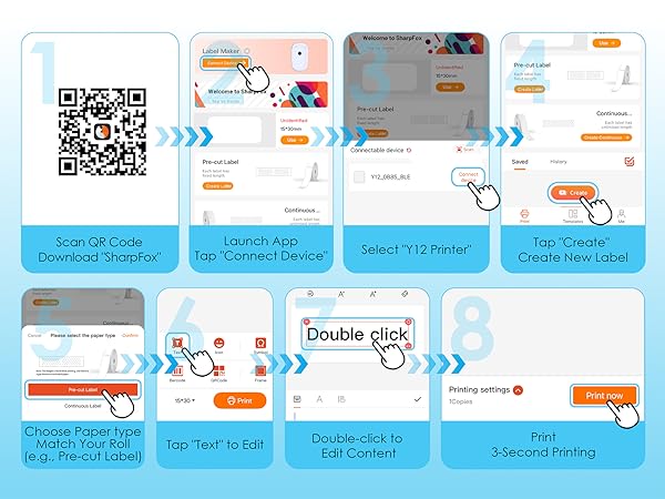 Y12 Bluetooth Label Maker Machine with Tape