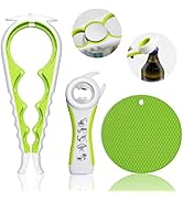 Jar Opener for Weak Hands, Seniors with Arthritis, 5 in 1 Multi Function Bottle Opener Lid Opener...