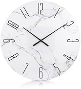 Henescribe 24in Glass Wall Clocks for Living Room Decor, Decorative Wall Clocks Battery Operated,...