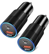 USB C Car Charger 2 Pack, Bangfun 36W Cigarette Lighter Adapter USB Car Charger Fast Charging Dua...