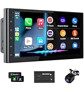 Haudio 7" Double Din Car Stereo with Wireless Apple CarPlay &amp; Android Auto, Touchscreen Car Radio...