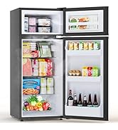 Electactic 4.5 Cu.Ft Mini Fridge with Freezer, 2-Door Compact Refrigerator With 2 Removable Shelv...