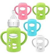 4 Pack Silicone Sleeves for Dr. Brown's Glass Baby Bottles - Drop Protection Baby Bottle Sleeves,...