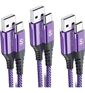 sweguard USB Type C Charger Cable [3-Pack,10ft+6.6ft+3.3ft] iPhone 16 Charger Nylon Braided Cord ...
