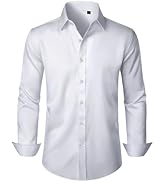 Lusead Men's Dress Shirts Long Sleeve Stretch Wrinkle Free Slim Fit Wedding Formal Button Down Shirt