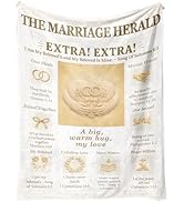 Christian Wedding Gifts Blanket 60x50in – Vintage Newspaper Flannel Throw, Bible Marriage Scriptu...