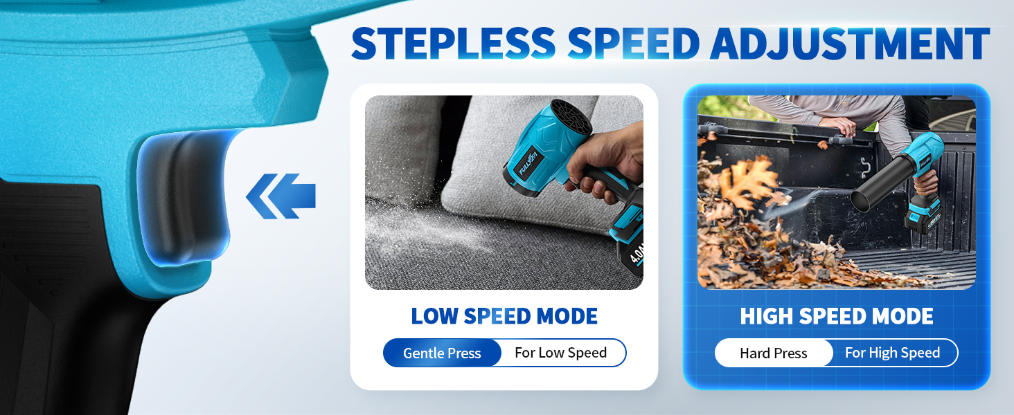 Cordless Leaf Blower with Batteries and Charger, Stepless Speed Adjustable