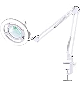 10X Magnifying Glass with Light, KIRKAS 2,200 Lumens LED Magnifying Lamp with Clamp, Stepless Dim...