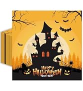 50 Pcs Halloween Napkins 6.5 x 6.5 inch, Pumpkin Bat Ghost Paper Napkins Disposable Holiday Cockt...