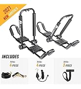 AA-Racks J-Style Bilateral Folding Kayak Carrier for Canoe, 180° Folding Motion Kayak Roof Rack f...