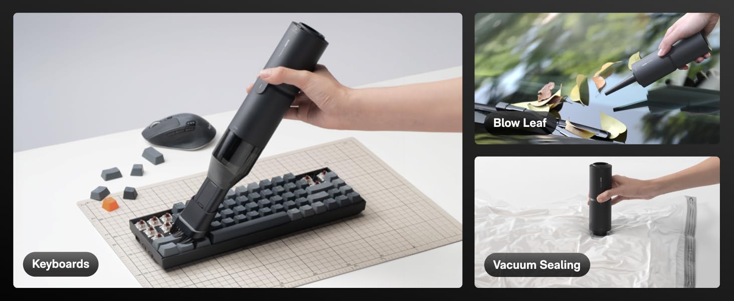 Handheld Vacuum Cleaner air duster for keyboards,leaf, bags and bulky items sealing
