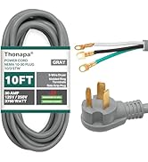 Thonapa 3 Prong Dryer Cord 10ft - Nema 10-30 Extension Wire 30 Amp with Three Ring Terminals - 10...