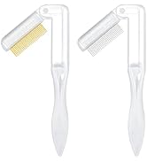 G2PLUS 2PCS Folding Eyelash Comb, Eyelash Separator Tool, White Eyebrow Comb Metal Teeth, Eyelash...