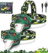 Nitigo Dinosaur Headlamp Kids Flashlight Kids Headlamp Green 2PK, Dinosaur Toys Gifts for Boys