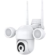 EVERSECU 2K Tuya Smart Life Floodlight Outdoor 3.0Mp WiFi PTZ Security Camera IP65 Waterproof, Au...