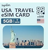 SignalFi USA eSIM Card 5GB 7 Days, Prepaid Card 4G High-Speed Data Plan, Travel eSIM with Nationw...