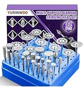 Diamond Grinding Bit Set for Dremel, Rotary Tool Grinding Cutting Wheel 1/8” Shank for Stone Glas...