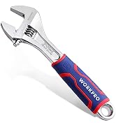 WORKPRO 10-inch Adjustable Wrench, Wide Jaw Opening Wrench with Rubber Anti-slip grip, Metric/SAE...