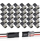 30PCS Double Wire Plug in Connector,Pluggable Low Voltage Wire Connector with Locking Buckle,Quic...