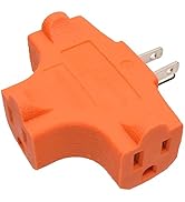 ELEGRP 3-Prong Heavy Duty Power Extender to Triple Outlet in T Direction, Multi-Directional Groun...