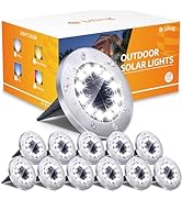 Biling Solar Outdoor Lights 12 Pack, Bright 12 LEDs Solar Ground Lights Waterproof, Flat Pathway ...