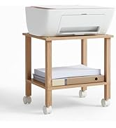 YUFAM 2 Tier Printer Stand with Storage,Under Desk Shelf Printer Table,Small Printer Stand with W...