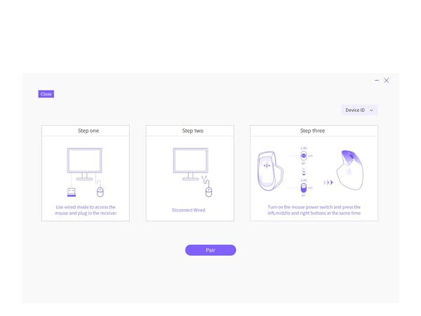 Pair the USB receivers with the mouse via 2.4GHz