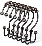 DAWNER Shower Curtain Hooks Rings, Rust Proof Hooks, Metal Easy Glide Double Shower Rings Hooks, ...