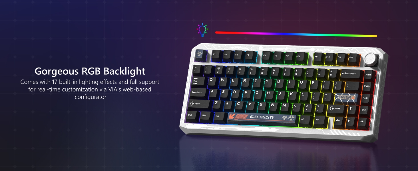 75% Wireless Keyboard with Knob Full Aluminum, VIA/QMK Custom Mechanical Keyboard