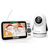 OKAIDI Video Baby Monitor with Camera and Audio, 5" Display Baby Monitor No WiFi, 30H Battery and...