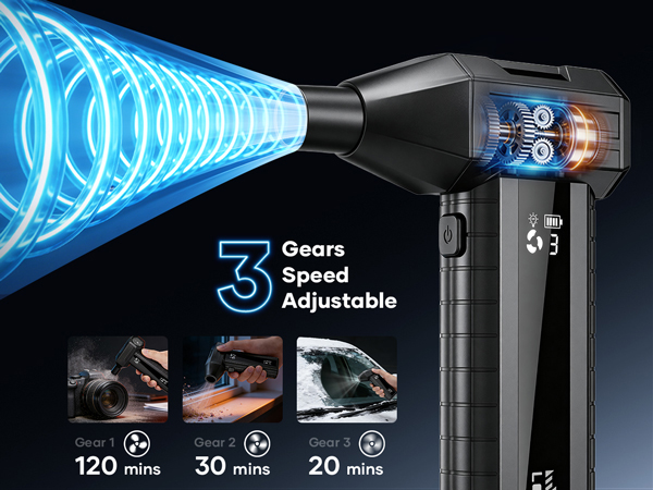 The VELLROX Compressed Air Duster has 3 speeds, making this Electric Air Duster perfect for any job