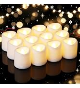 5plots 24Pack White Flameless Votive Candles, Fake Electric Candles | 100 Hours LED Tealights, AG...