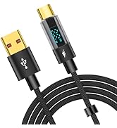 YACSEJAO 66W USB-C Cable with Digital Display 3.9FT USB A to USB C Fast Charging Cord with LED Di...