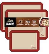 HOTEC Silicone Baking Mats 3 Pack – Non-Stick Reusable Silicone Baking Sheets for Oven – Cookie &amp;...