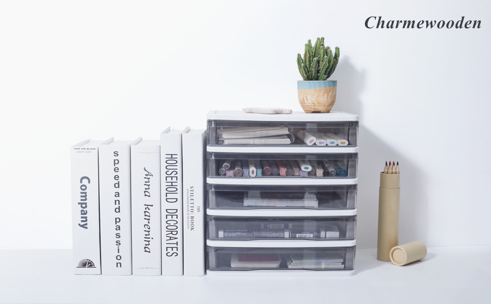 Charmewooden 5 Drawer Desktop Storage