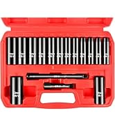 WETT 3/8-Inch Drive Deep Impact Socket Set, 16 Piece Metric Socket Set, 6 Point, Cr-V Steel, 7-22...