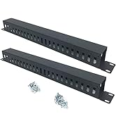 QiaoYoubang 2 Pack 1U 19 Inch Cable Manager Horizontal Rack Mount 24 Slot Metal Finger Duct Wire ...