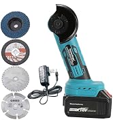 Brushless Mini Angle Grinder with 4000mAh Battery,Cordless Electric Grinding Tool,19500rpm Compac...