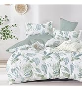 LEMIROE Botanical Cotton Comforter Queen Size - Sage Green Comforter Printed with Leaves &amp; Ferns ...