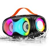 Portable Bluetooth Speaker,IPX5 Waterproof Wireless Speaker with Dynamic Lights,TWS Pairing to 40...