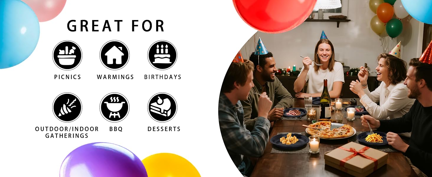 black plates for party