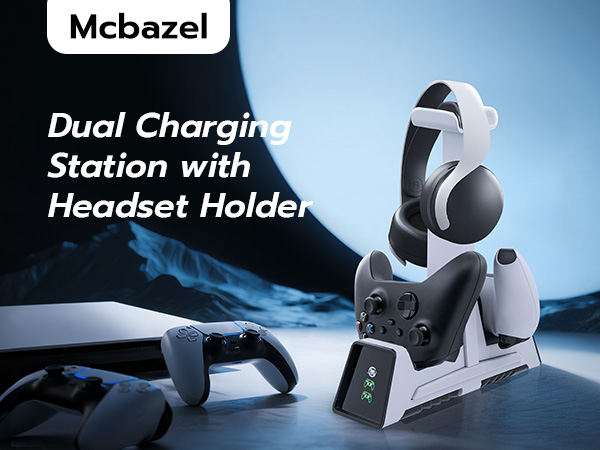 Dual Charging Station with Headset Holder