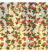 MARTINE MALL Flower Garland Rose Vines, 2 Strands 16.5Ft Flowers Vines for Bedroom with 16.5 Ft/5...