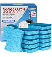 HOMERHYME Non-Scratch Cellulose Scrub Sponges 12 Pack, Sponges Kitchen with Double-Side &amp; Ergonom...
